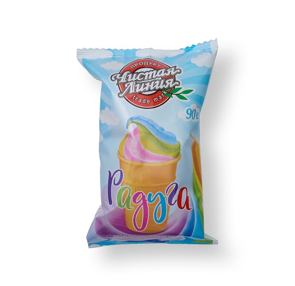 

Мороженое пломбир Чистая Линия Радуга в вафельном стаканчике 90 г