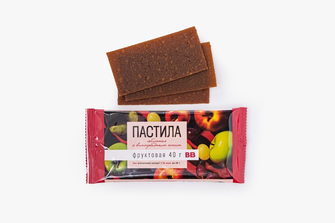 

Пастила ВкусВилл яблочная с виноградным соком 40 г