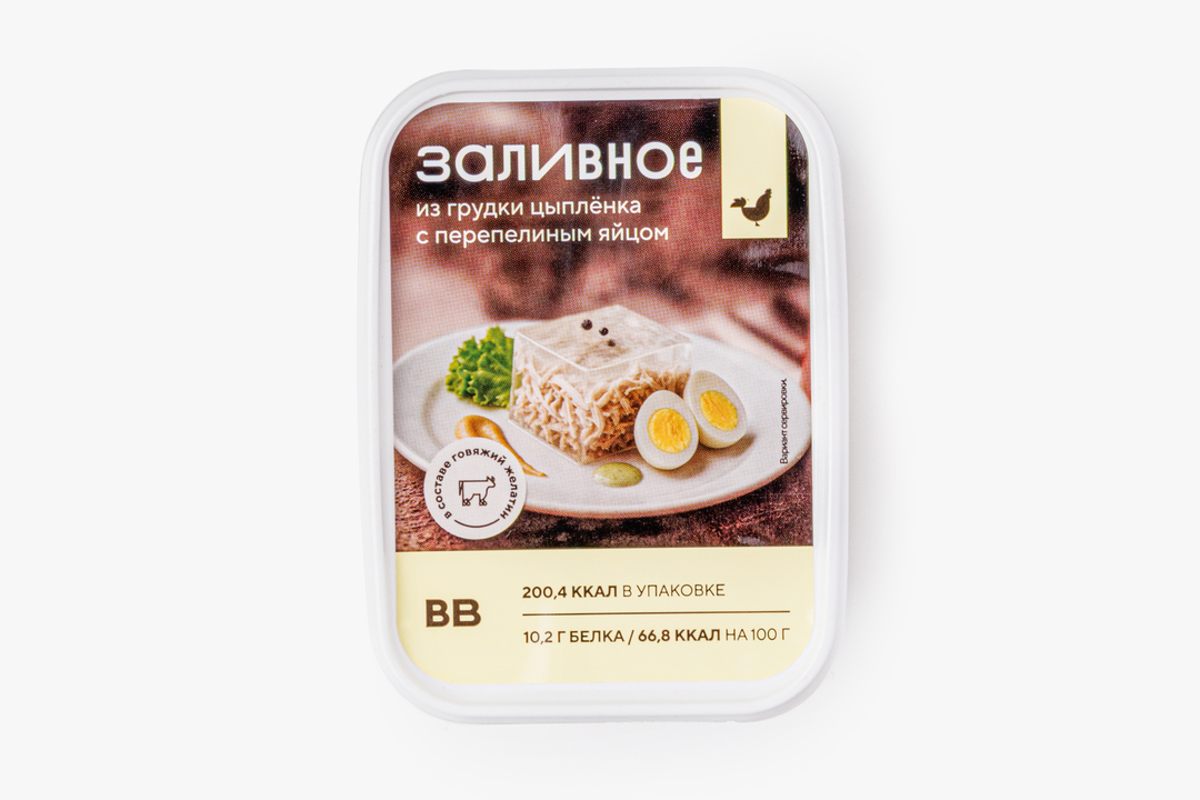 

Заливное ВкусВилл из грудки цыпленка с перепелиным яйцом 300 г