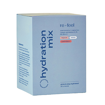 

Комплекс электролитов Re-feel Hydration mix на основе кокосовой воды Микс вкусов 30 стиков х 8 г