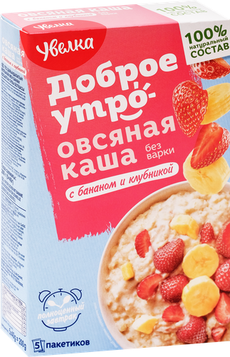 

Каша овсяная Увелка с бананом и клубникой 5 х 40 г
