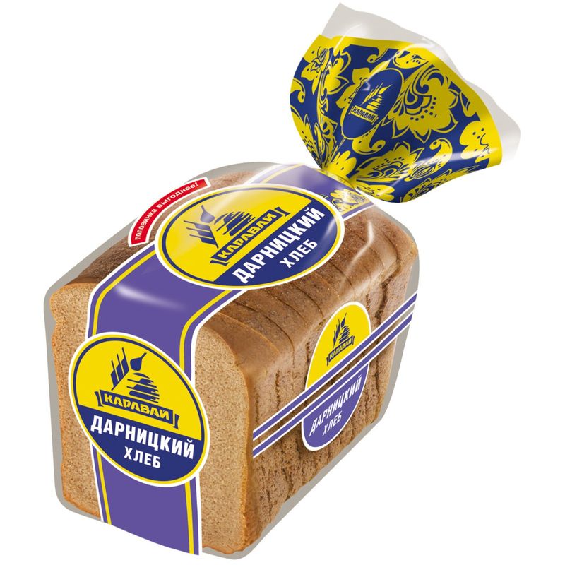 

Хлеб Каравай Дарницкий ржано-пшеничный в нарезке половинка 375 г