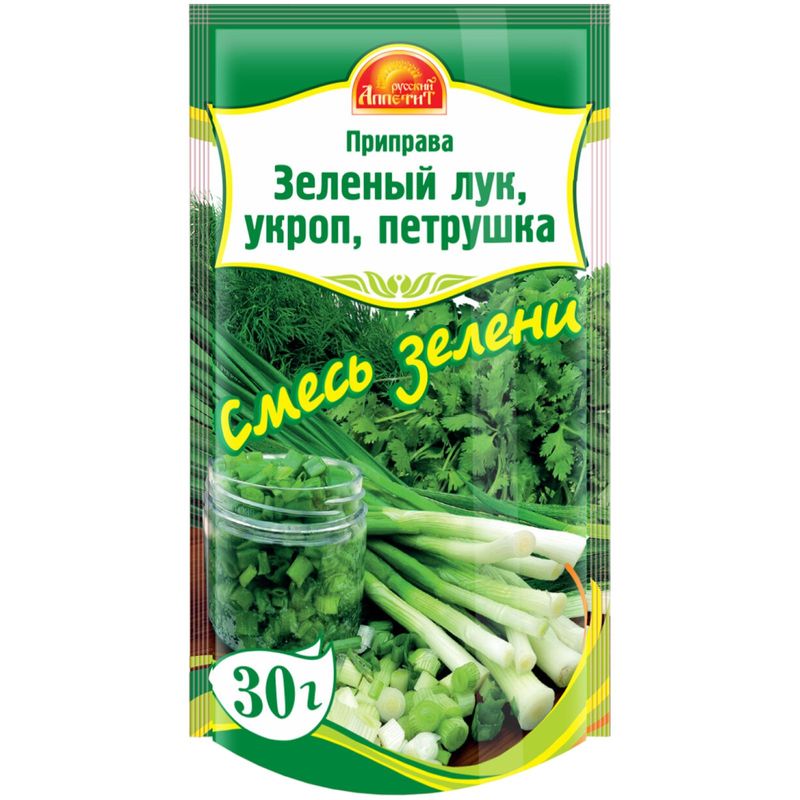 

Смесь зелени Русский аппетит Зеленый лук укроп петрушка 30 г