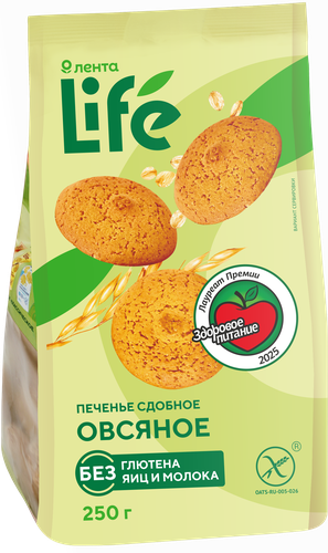 

Печенье безглютеновое ЛЕНТА LIFE Овсяное сдобное 250 г