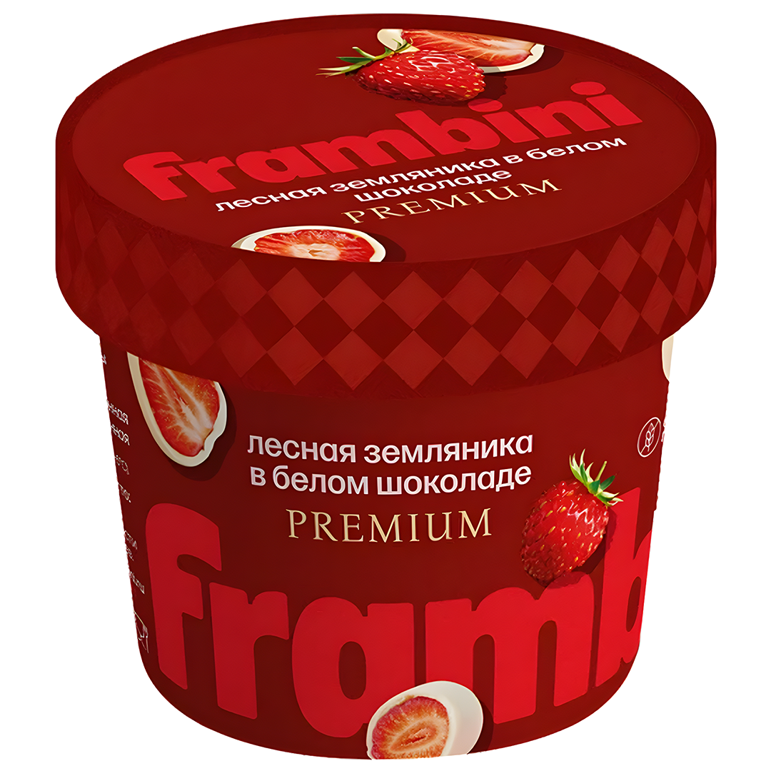 

Земляника лесная Frambini Премиум (Premium) в белом шоколаде быстрозамороженная 60 г