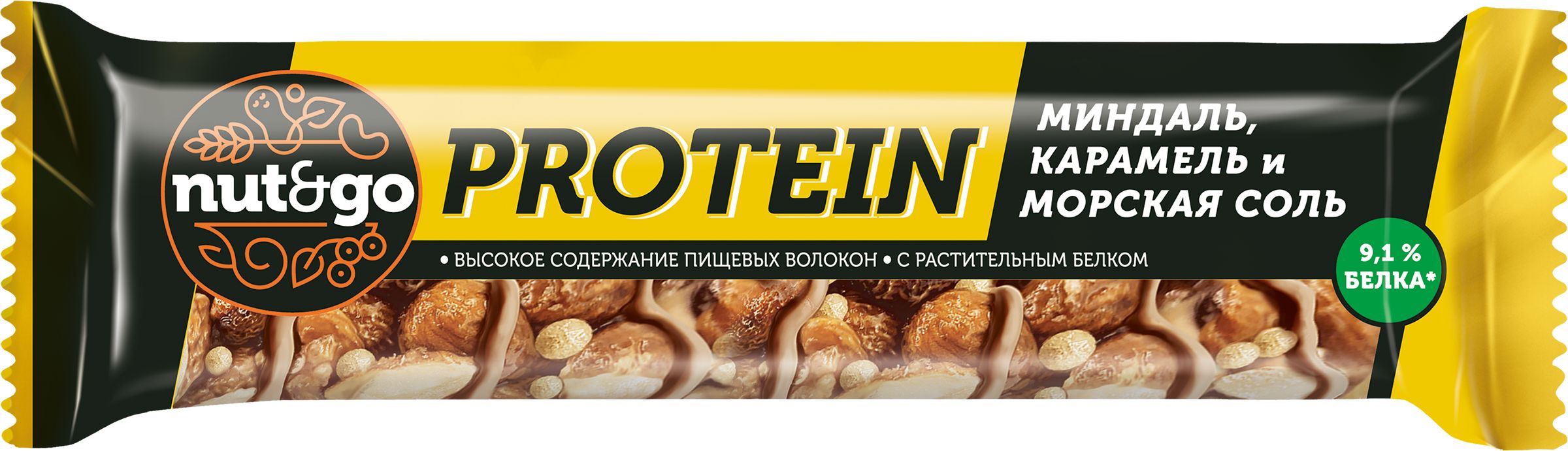 

Батончик протеиновый Nut&Go Миндаль карамель морская соль 40 г