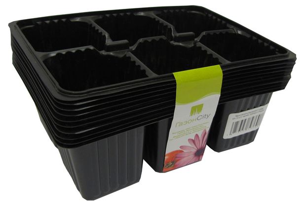 

Кассеты для рассады ГазонCity 6 ячеек черные 18 х 13.5 х 6 см 10 шт.