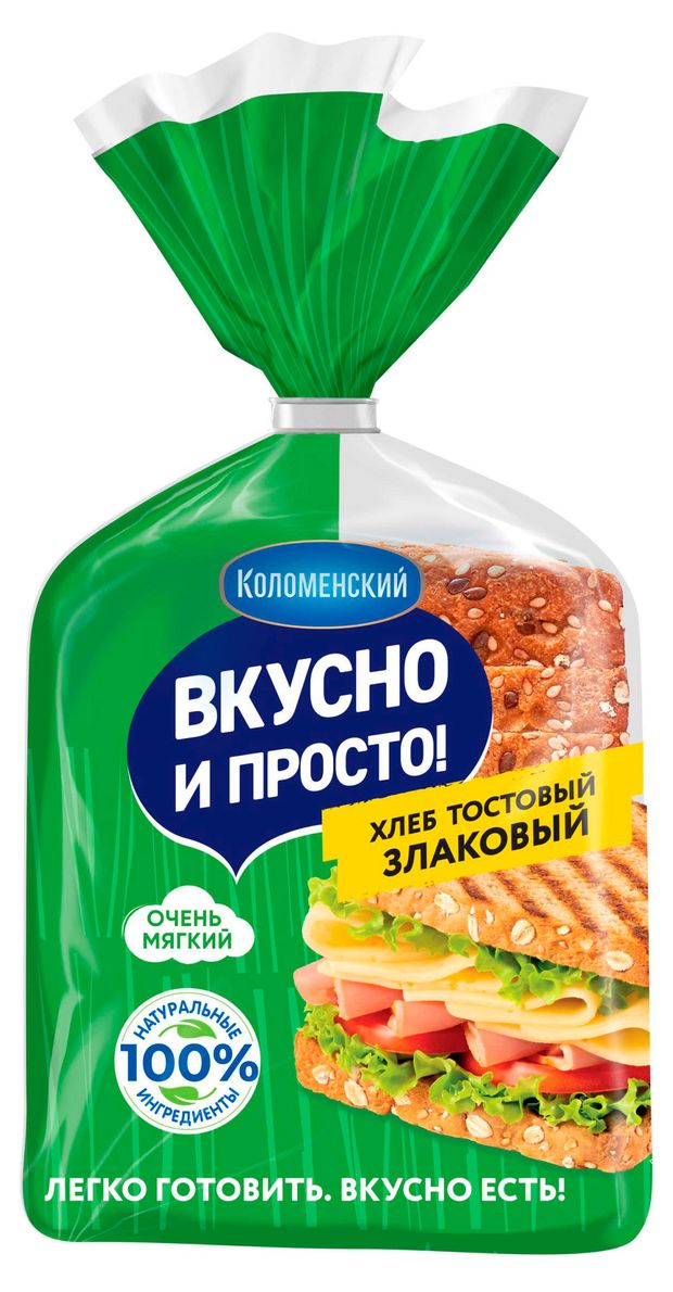 

Хлеб злаковый Коломенский тостовый нарезка 250 г