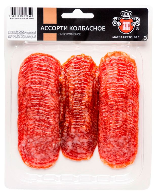 

Сервелат Велес Ассорти брауншвейгская престольная сырокопченая 90 г