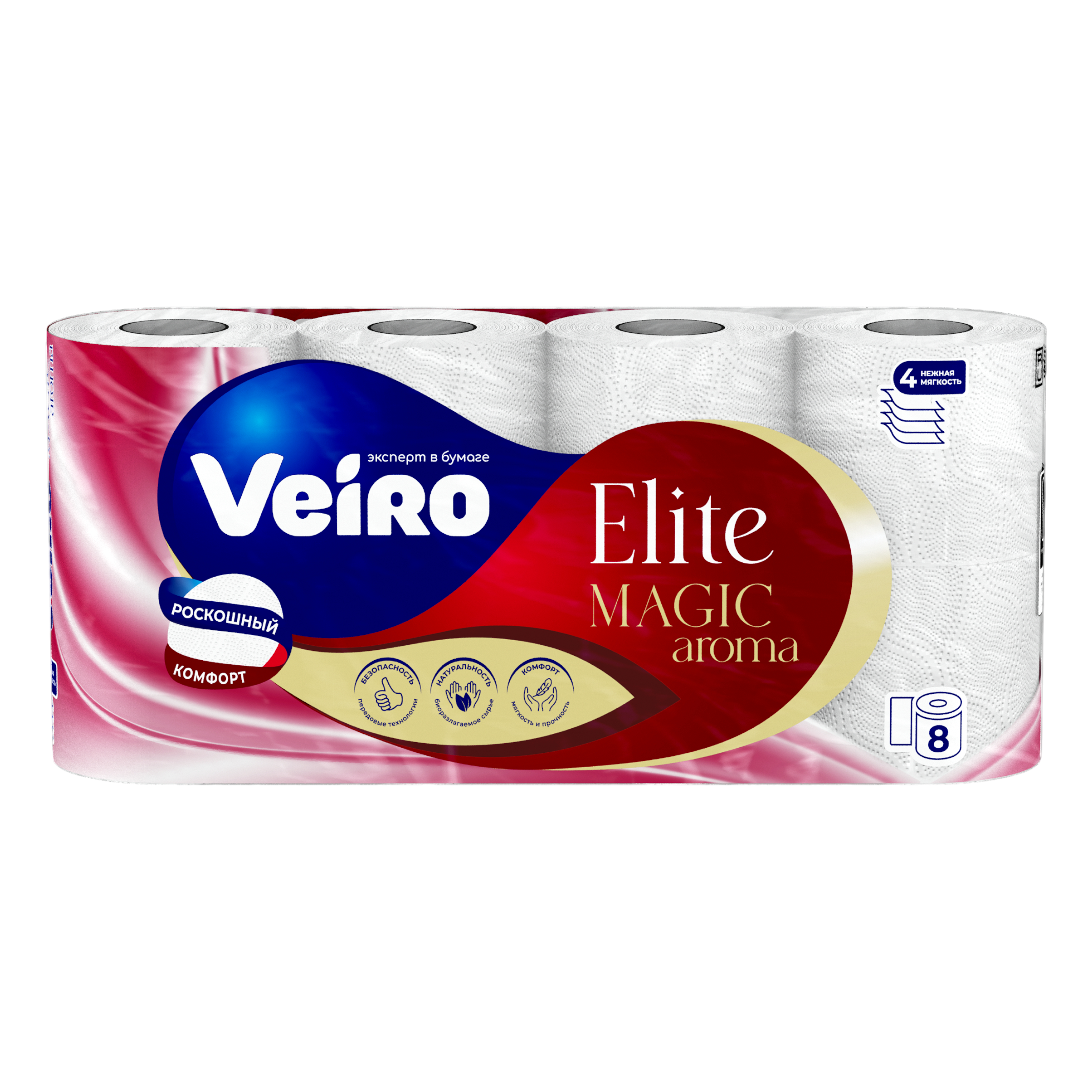 

Бумага туалетная Veiro Magic Aroma 4-х слойная 8 шт.