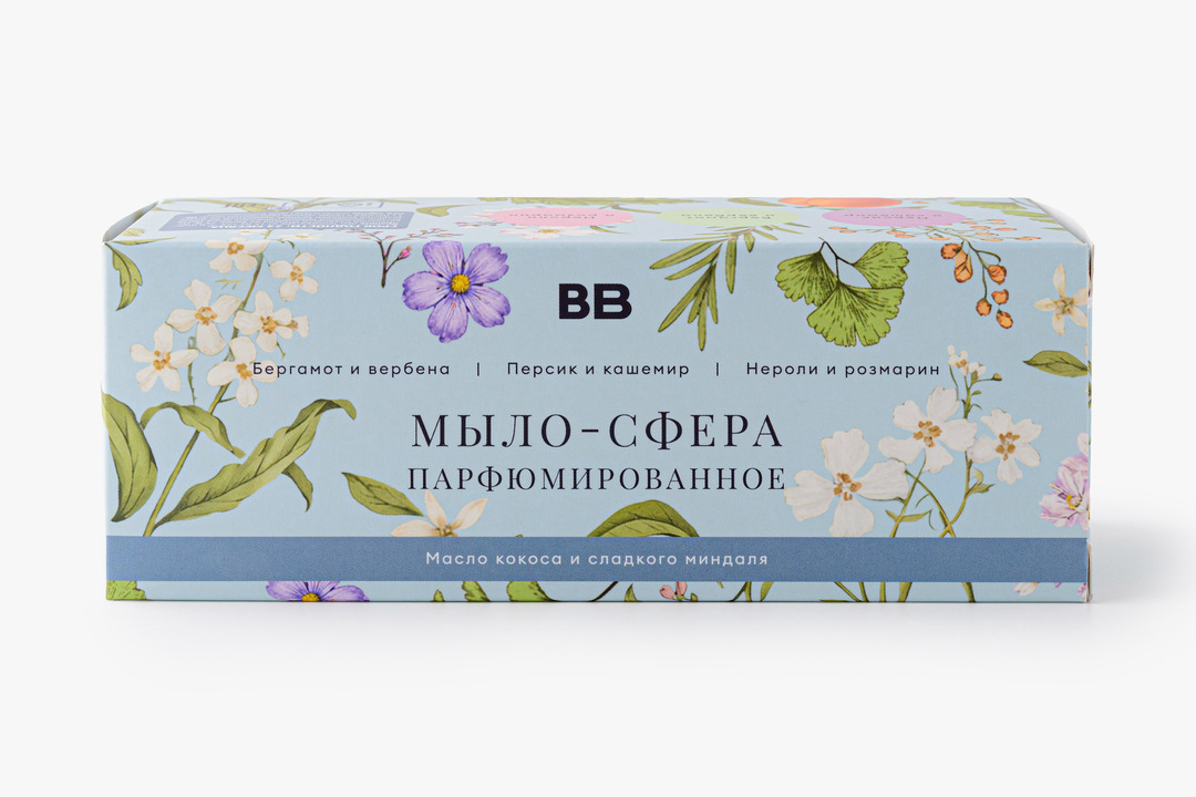 

Мыло-сфера парфюмированное ВкусВилл: Бергамот и вербена, Персик и кашемир, Нероли и розмарин 75 г х 3 шт.