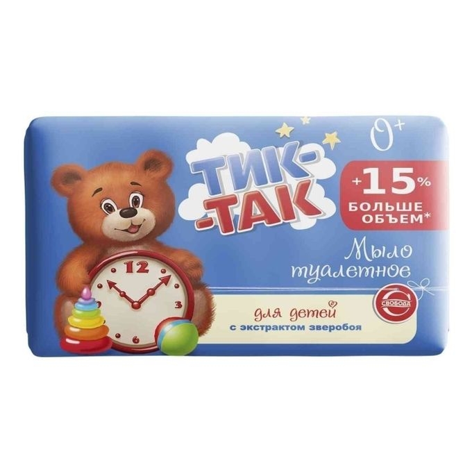 

Мыло детское Тик-Так с экстрактом зверобоя с рождения 175 г