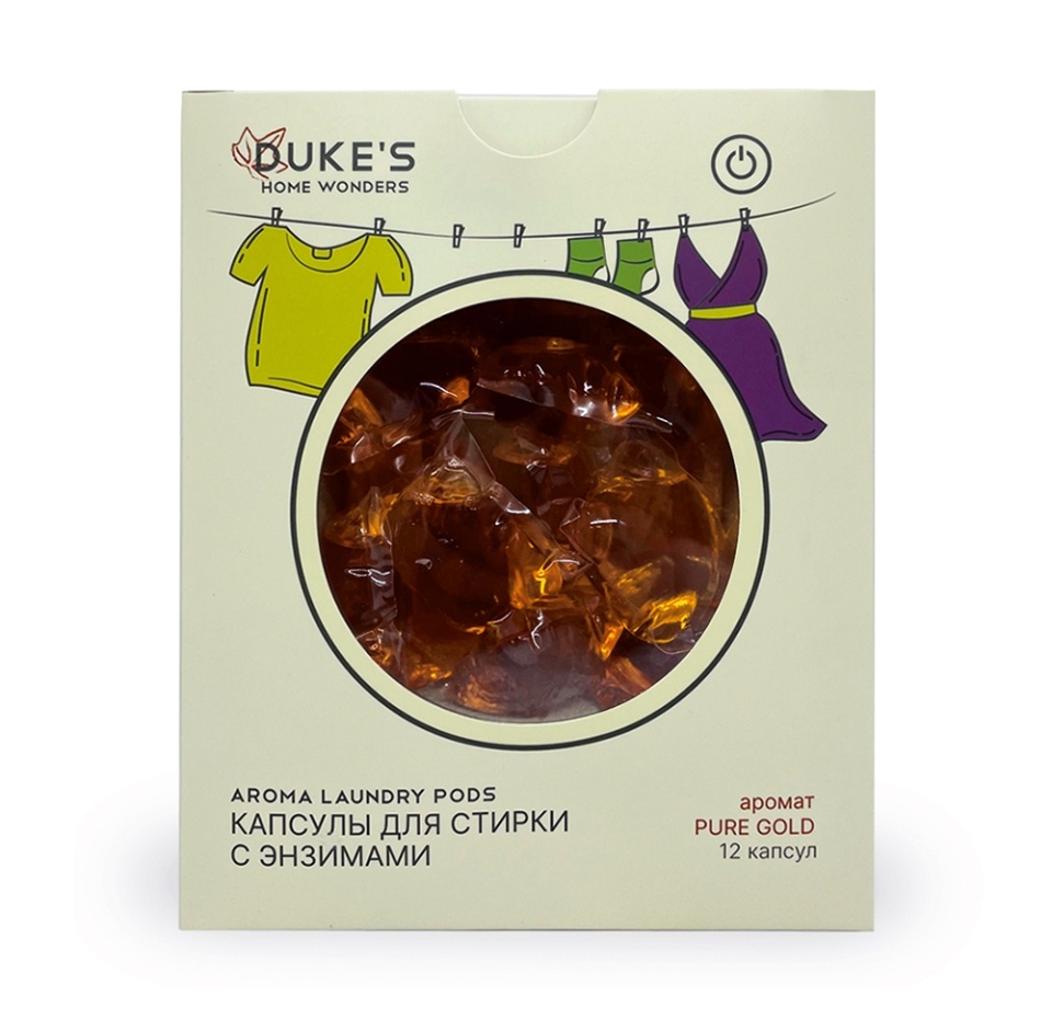 

Капсулы для стирки Duke's Home Wonders белья с энзимами Pure Gold 12 шт.