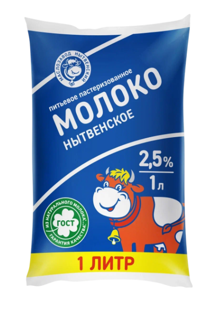 

Молоко Маслозавод Нытвенский пастеризованное 2.5% 1 л