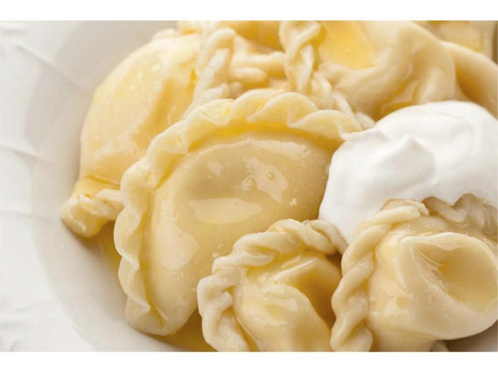 Вареники с картофелем, грибами и беконом