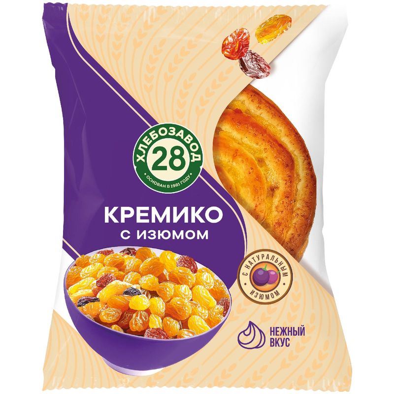 

Булка Хлебозавод №28 Кремико с кремом и изюмом 100 г