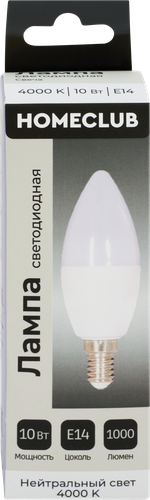 

Лампа светодиодная Homeclub свеча 10 Вт E14 нейтральный свет арт. LED-C39-10E1440