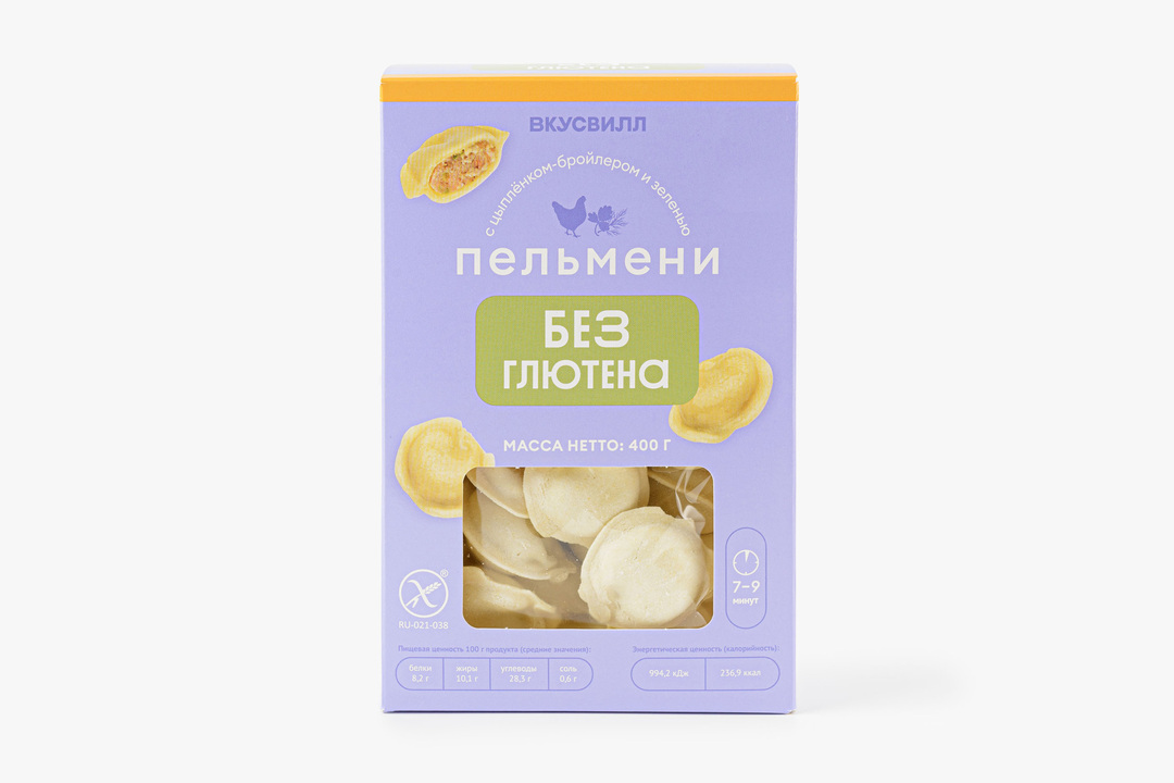 

Пельмени ВкусВилл без глютена с цыпленком-бройлером и зеленью 400 г