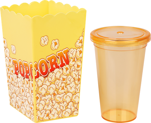 

Кино-набор Homeclub: стакан с трубочкой 520 мл, коробка для покорна 1 л