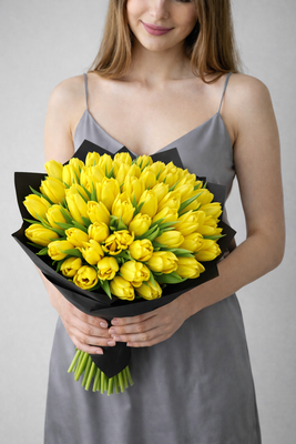 Букет из желтых тюльпанов 51 шт.
