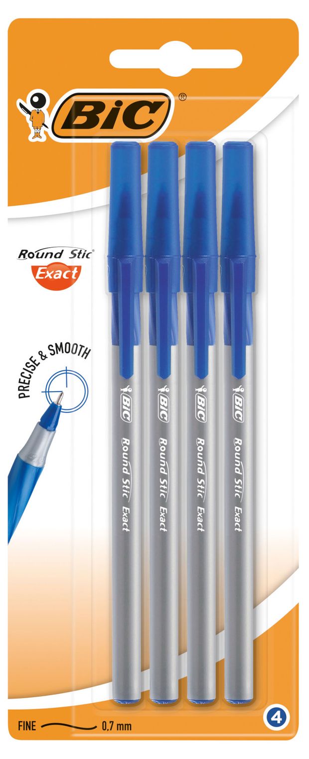 

Набор шариковых ручек Bic Round Stic Exact 0.7 мм синие Арт. 932857 4 шт.