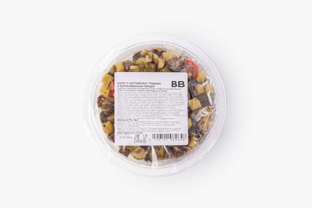 

Салат ВкусВилл с картофелем грибами и маринованным перцем 180 г