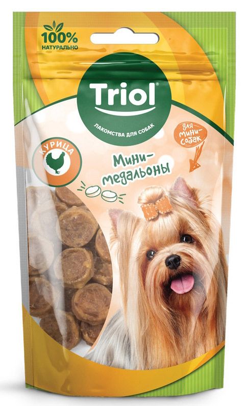

Лакомство для собак Triol Мини-медальоны из курицы Для мини-собак 50 г
