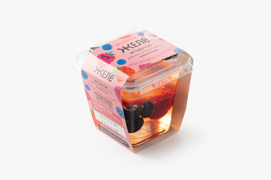 

Желе ягодное ВкусВилл Клубника, Голубика, Малина 200 г