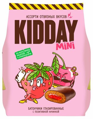 Батончики шоколадные Kidday Мини (Mini) вишня и клубника 300 г
