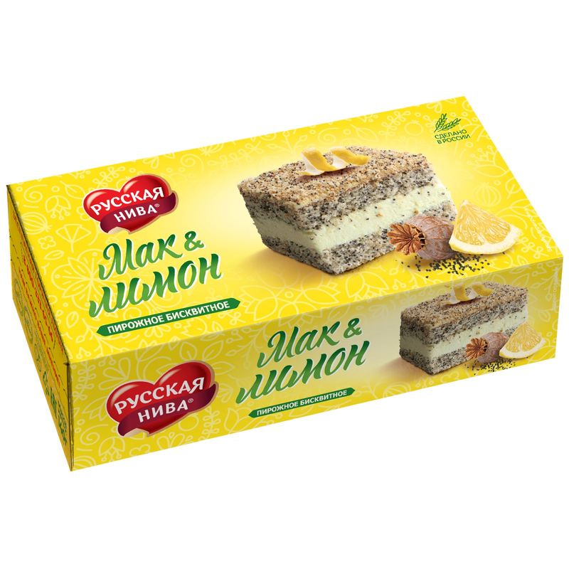 

Пирожное Русская Нива Мак-лимон бисквитное 140 г