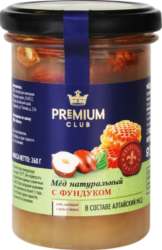 

Мед Premium Club с фундуком 260 г