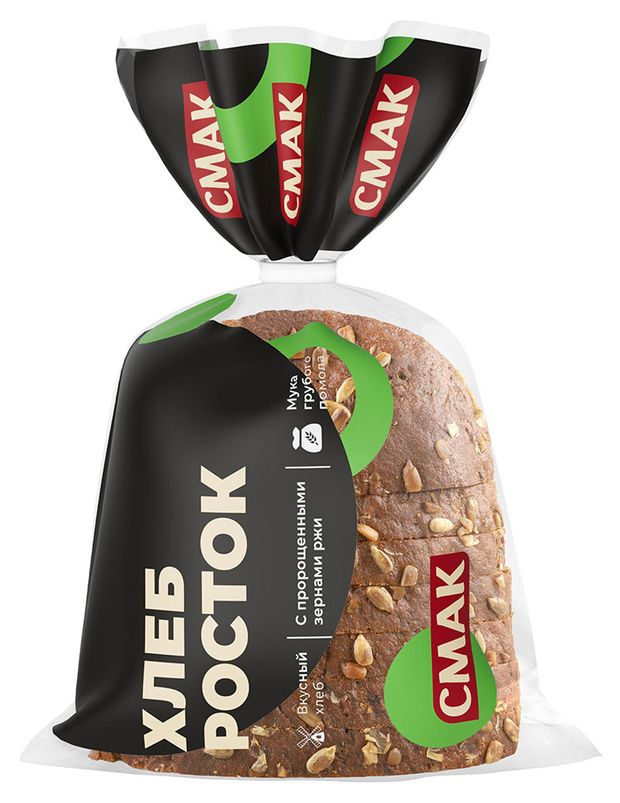 

Хлеб Смак Rostok ржано-пшеничный зерновой, со злаками и семенами подсолнечника, половинка 300 г