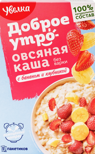 

Каша овсяная Увелка с бананом и клубникой 5 х 40 г