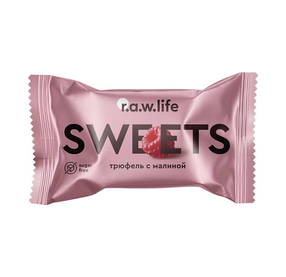 

Конфета шоколадно-фруктовая R.A.W.Life Sweets Трюфель с малиной 17 г