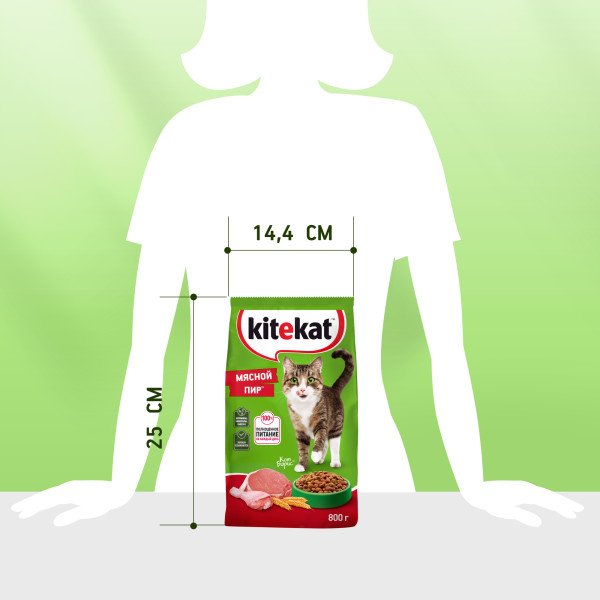 

Сухой полнорационный корм Kitekat для взрослых кошек Мясной Пир 800 г