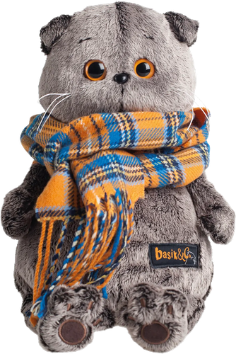 

Мягкая игрушка BUDI BASA Кот Басик в шапке и шарфе с сердечком, 22 см