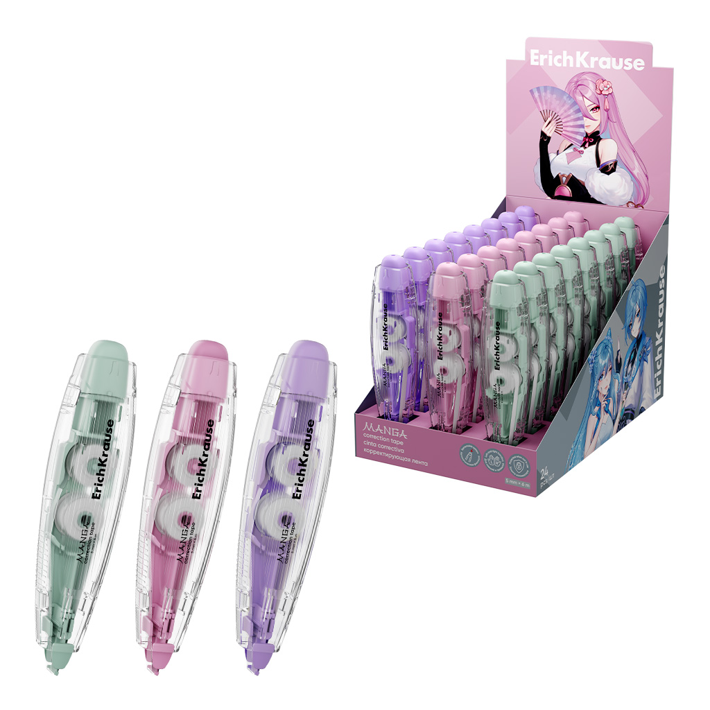 

Корректирующая лента ErichKrause Spin Manga 5ммх6м, 1 шт, дизайн в ассортименте