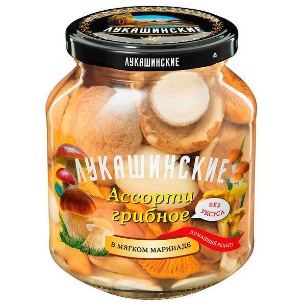 Грибы лукашинские 340 г ассорти ст/б