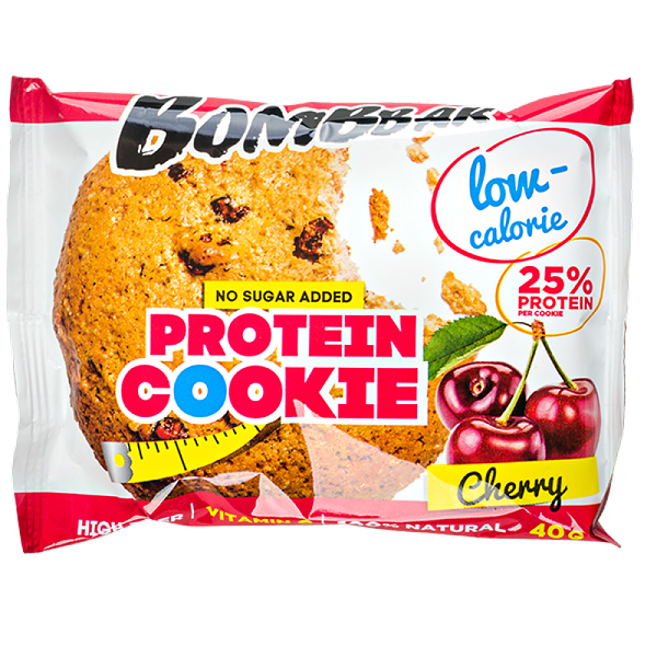 Печенье протеиновое Bombbar низкокалорийное Вишня