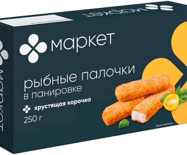 Палочки рыбные Маркет из филе минтая в панировке мороженые 250г