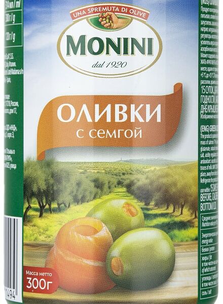 Оливки Monini с семгой 300г