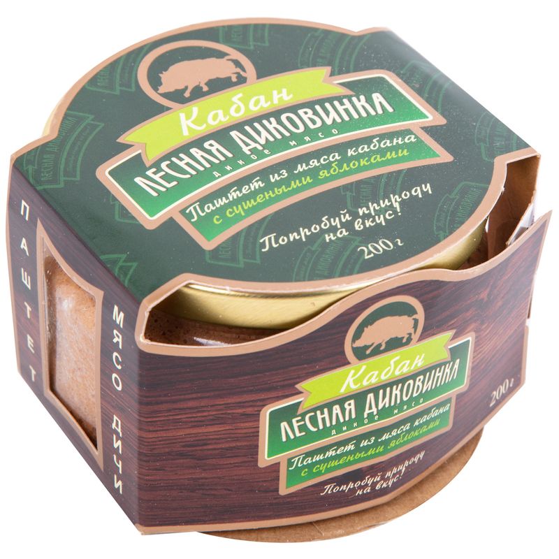 

Паштет Лесная диковинка из мяса кабана с сушёными яблоками 200 г