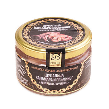 Консервы Большекаменский Щупальца кальмара и осьминог, ассорти натуральное 200г