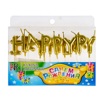 Свечи для торта KR Нappy Вirthday буквы, цвета в ассортименте