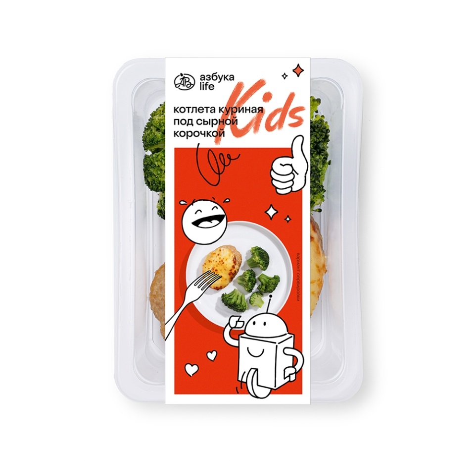 

Котлета из мяса цыплёнка-бройлера под сырной корочкой «Азбука Life kids» 160г, Россия
