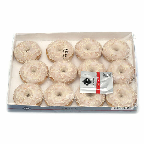 Пончики с кусочками белого шоколада и с белой глазурью ТМ Rioba (Риоба)