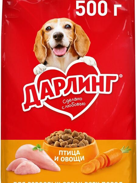 Сухой корм для собак Дарлинг с птицей и овощами 500г