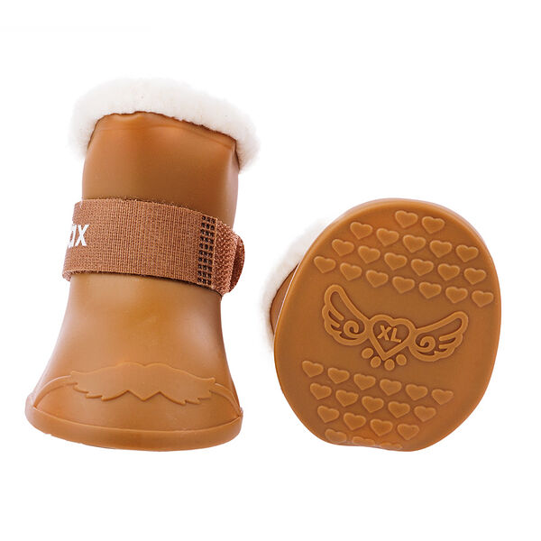 Ботинки на липучках коричневые резиновые с мехом 2XL