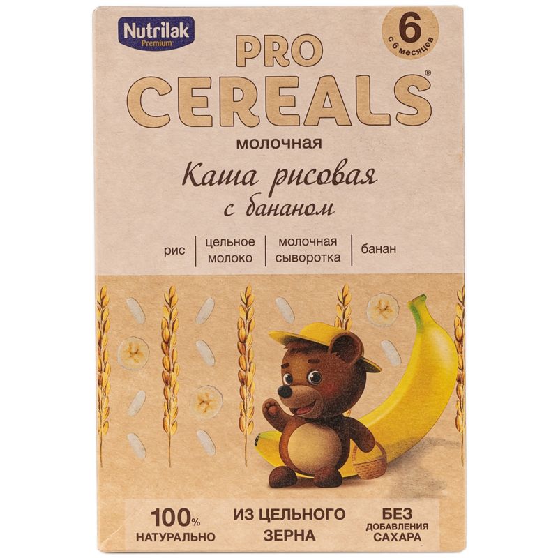 

Каша рисовая молочная Nutrilak Premium Pro Cereals с бананом, с 6 месяцев 200 г