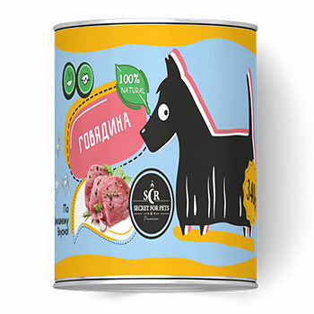 Консервы Secret for Pets для собак с Говядиной, 850г